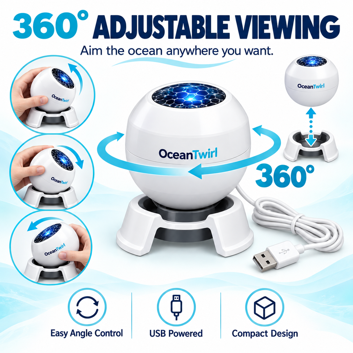 OceanTwirl™ 360° Rotating Ocean Projector