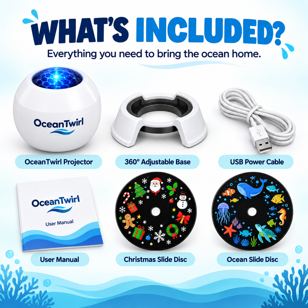 OceanTwirl™ 360° Rotating Ocean Projector